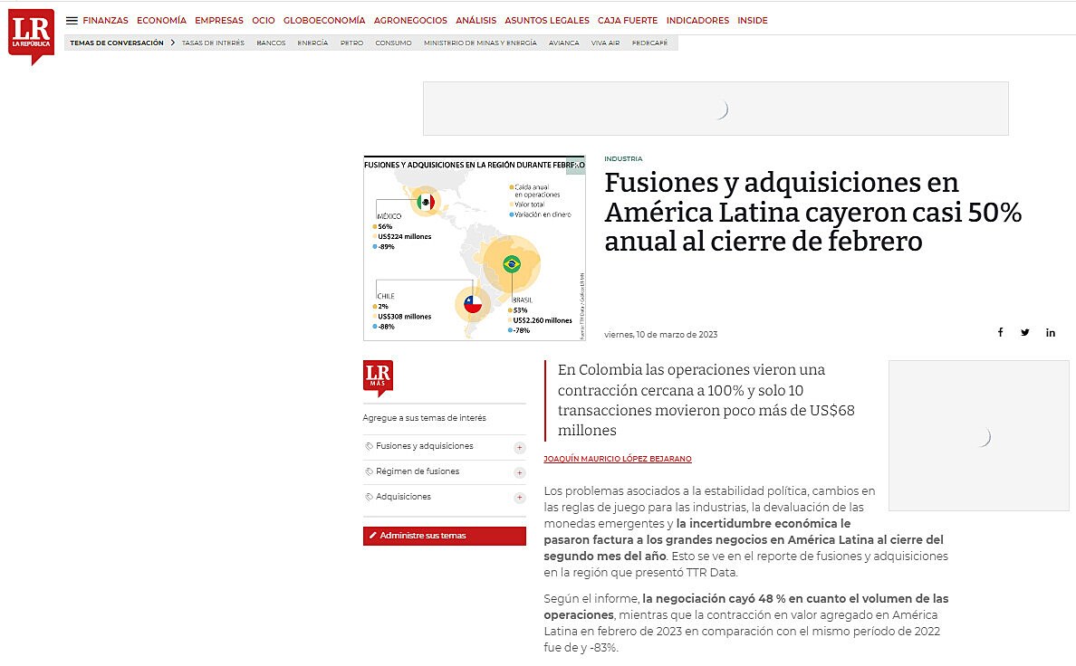 Fusiones y adquisiciones en Amrica Latina cayeron casi 50% anual al cierre de febrero